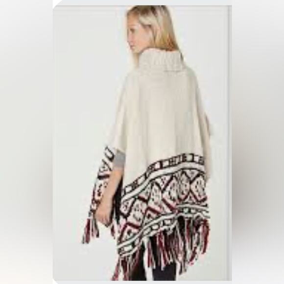 MARC NEW YORK Knitted Tassel Poncho Turtleneck OS - Picture 1 of 5